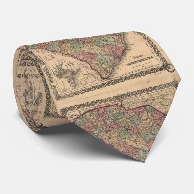 Vintage Map of South Carolina (1865) Neck Tie (Rolled)