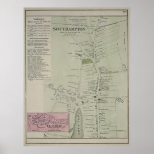 Vintage Map of Southampton New York (1873) Poster