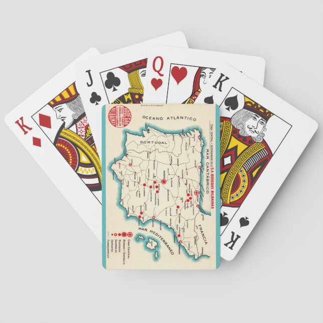 Vintage Map of Spain Playing Cards (Back)
