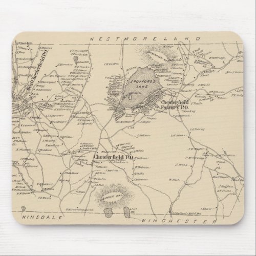 Vintage Map of Spofford and Chesterfield NH 1892 Mouse Pad