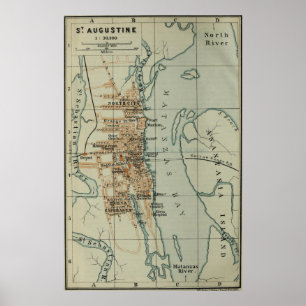 Vintage Map of St Augustine FL (1904) Poster