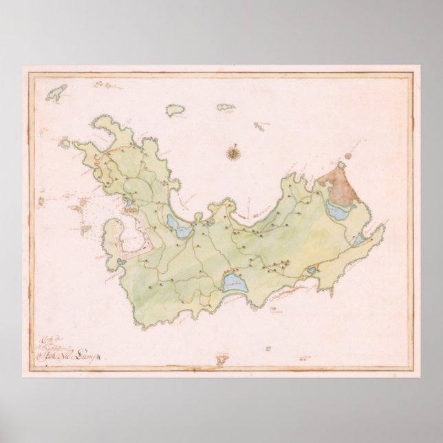 Vintage Map of St Barts Island (1785) Poster (Front)