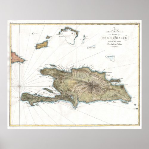 Vintage Map of St Domingue 1802 Poster
