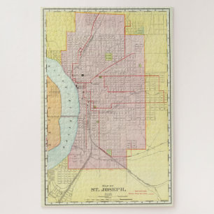 Vintage Map of St Joseph Missouri (1897) Jigsaw Puzzle