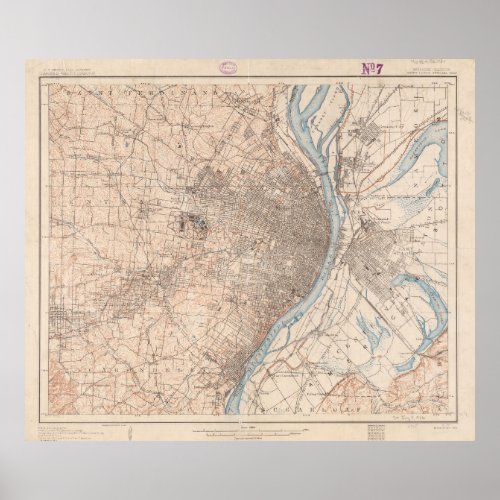 Vintage Map of St Louis Missouri 1904 Poster