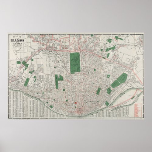 Vintage Map of St Louis Missouri 1921 Poster