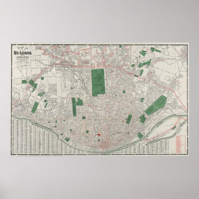 Vintage Map of St. Louis Missouri (1921) Poster (Front)