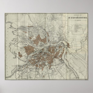 Vintage Map of St Petersburg (1893) Poster