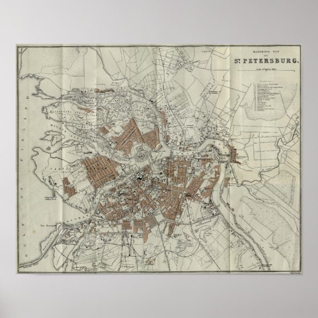 Vintage Map of St Petersburg (1893) Poster (Front)
