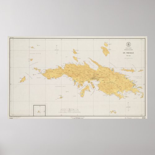 Vintage Map of St Thomas 1922 Poster