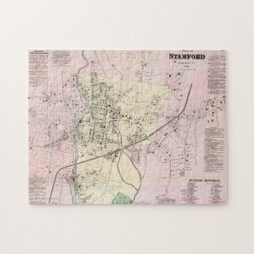 Vintage Map of Stamford CT 1867 Jigsaw Puzzle
