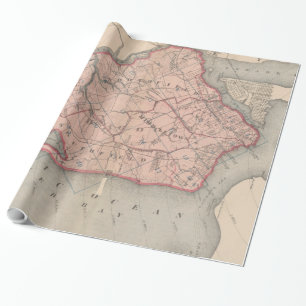 Vintage Map of Staten Island New York (1874) Wrapping Paper