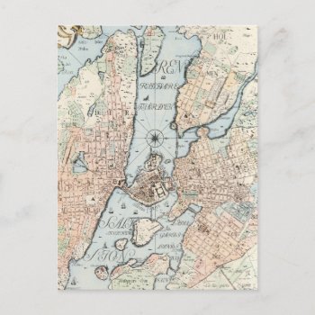Vintage Map Of Stockholm (1733) Postcard by Alleycatshirts at Zazzle