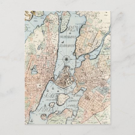 Vintage Map Of Stockholm (1733) Postcard