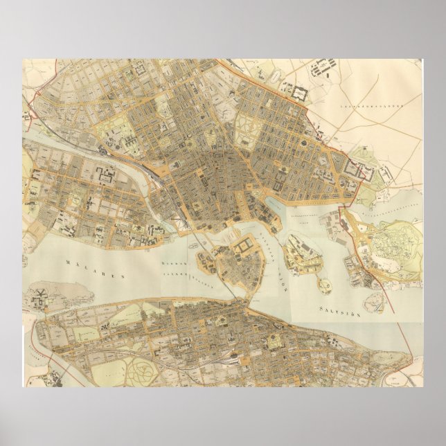 Vintage Map of Stockholm (1899) Poster (Front)