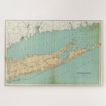 Vintage Map Of Suffolk County Ny (1895) Jigsaw Puzzle by Alleycatshirts at Zazzle