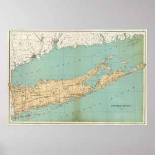 Vintage Map of Suffolk County NY (1895) Poster