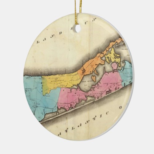 Vintage Map of Suffolk New York 1829 Ceramic Ornament