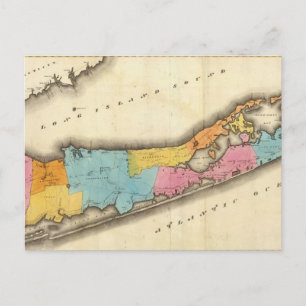 Vintage Map of Suffolk New York (1829) Postcard