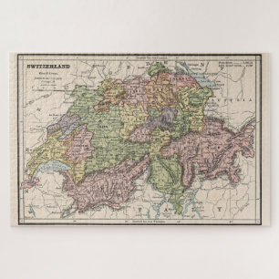 Vintage Map of Switzerland (1882) Jigsaw Puzzle