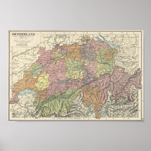 Vintage Map of Switzerland - 1920s Poster (Front)