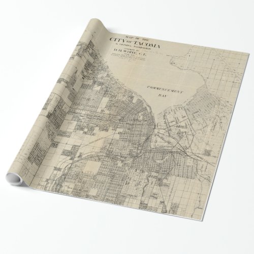 Vintage Map of Tacoma Washington 1907 Wrapping Paper