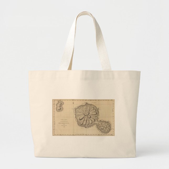 Vintage Map of Tahiti (1773) Large Tote Bag (Front)