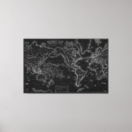 Vintage Map of Telegraph Lines Poster Canvas Print