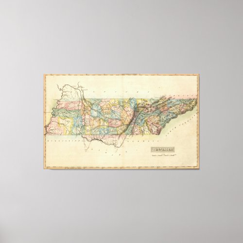 Vintage Map of Tennessee 1822 Canvas Print