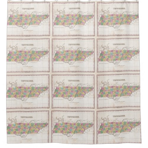 Vintage Map of Tennessee 1827 Shower Curtain