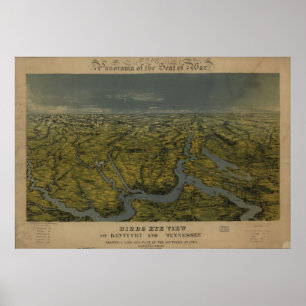 Vintage Map of Tennessee & Kentucky (1862) Poster