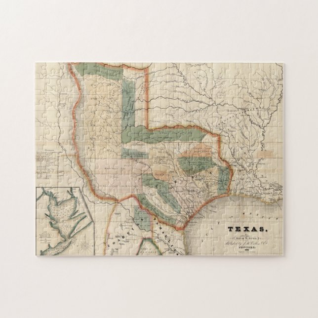 Vintage Map of Texas (1835) Jigsaw Puzzle (Horizontal)