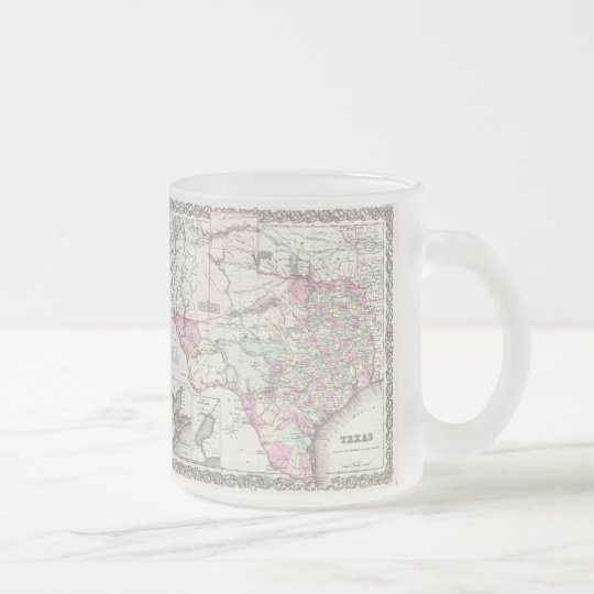 Vintage Map of Texas (1855) Frosted Glass Coffee Mug