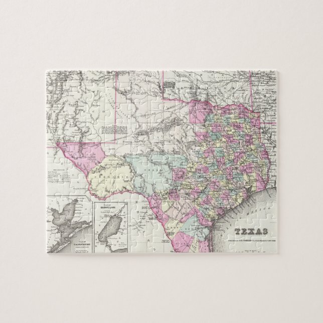 Vintage Map of Texas (1855) Jigsaw Puzzle (Horizontal)