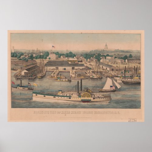 Vintage Map of The 6th Street Wharf Washington DC Poster