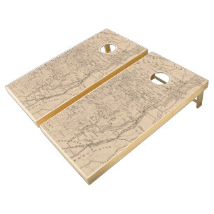 Vintage Map of The Adirondack Mountains (1874) Cornhole Set