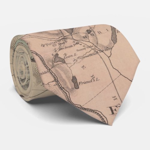 Vintage Map of The Adirondack Mountains 1879 Neck Tie