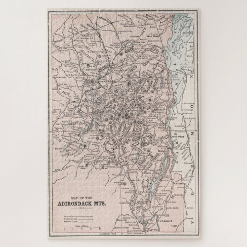 Vintage Map of The Adirondack Mountains 1901 Jigsaw Puzzle