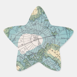 Vintage Map of the Arctic Star Sticker