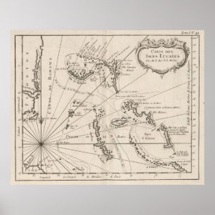 Vintage Map of The Bahamas (1764) Poster