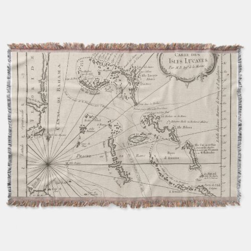 Vintage Map of The Bahamas 1764 Throw Blanket