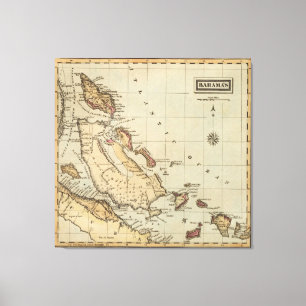 Vintage Map of The Bahamas (1823) Canvas Print