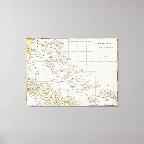 Vintage Map of The Bahamas 1901 Canvas Print