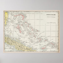 Vintage Map of The Bahamas (1901) Poster