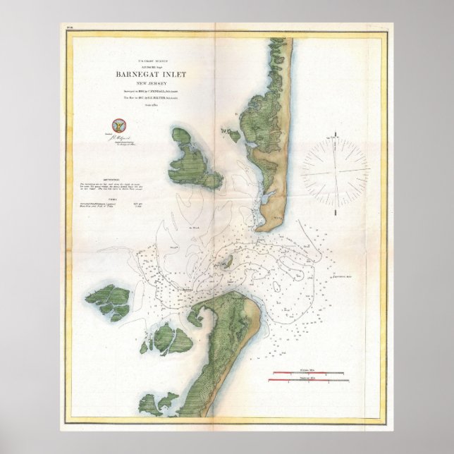 Vintage Map of The Barnegat Inlet (1865) Poster (Front)