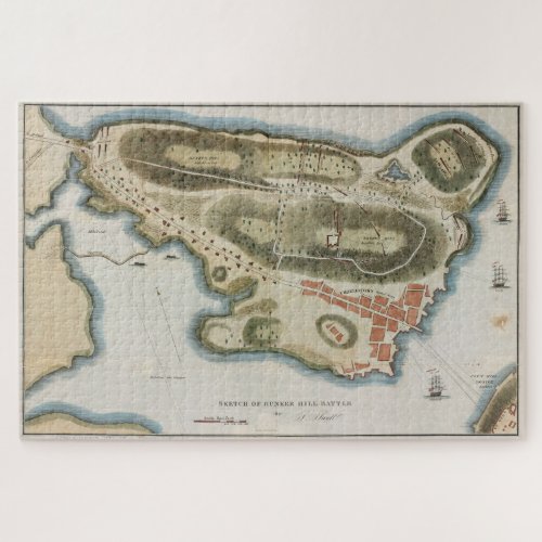 Vintage Map of The Battle of Bunker Hill 1826 Jigsaw Puzzle