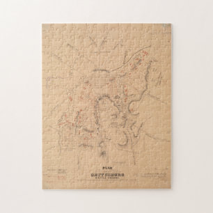 Vintage Map of The Battle of Gettysburg (1864) Jigsaw Puzzle