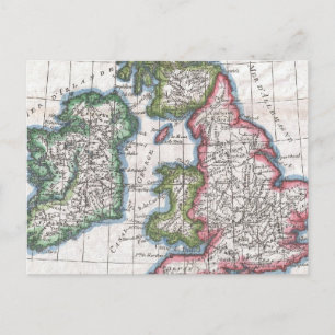 Vintage Map of The British Isles (1780) Postcard