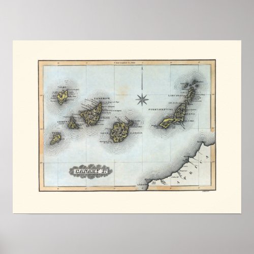 Vintage Map of the Canary Islands Poster
