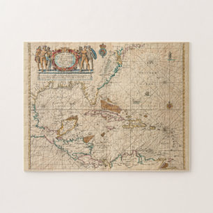 Vintage Map of The Caribbean (1672) Jigsaw Puzzle